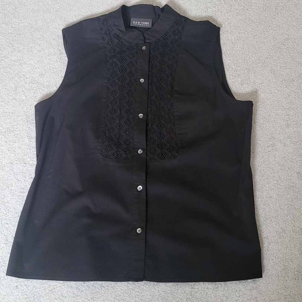 Summer Black cotton sleeveless detail blouse